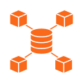 A circle and square shape structure in orange color