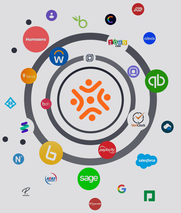 A circle of logos showcasing lower labor costs, set against a sleek black background.